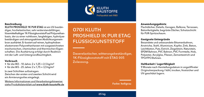 0701 Kluth PROSHIELD 1K PUR ETAG Flüssigkunststoff