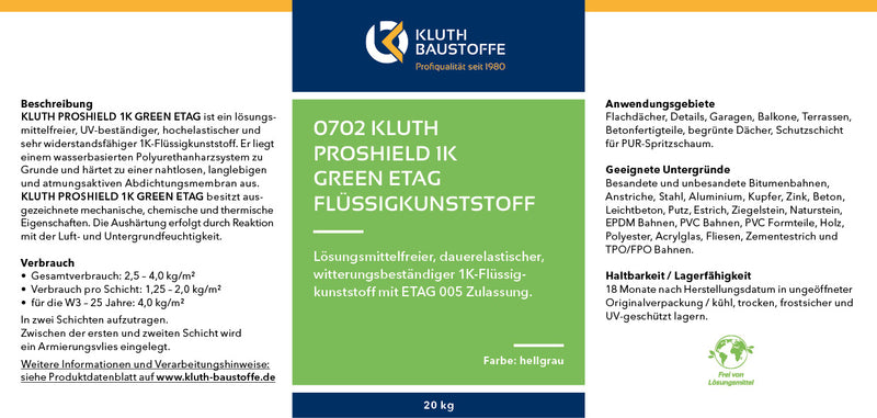 0702 Kluth PROSHIELD 1K GREEN ETAG Flüssigkunststoff