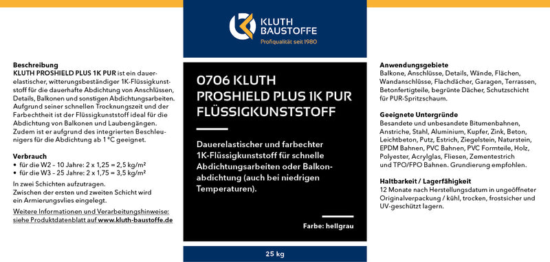 0706 Kluth PROSHIELD PLUS 1K PUR Flüssigkunststoff