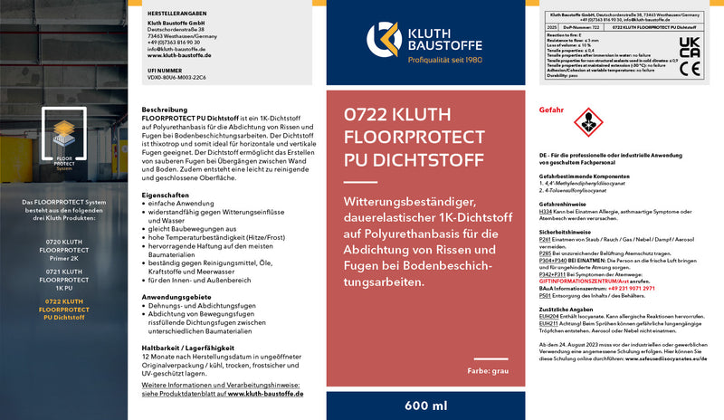 0722 Kluth FLOORPROTECT PU Dichtstoff 600 ml
